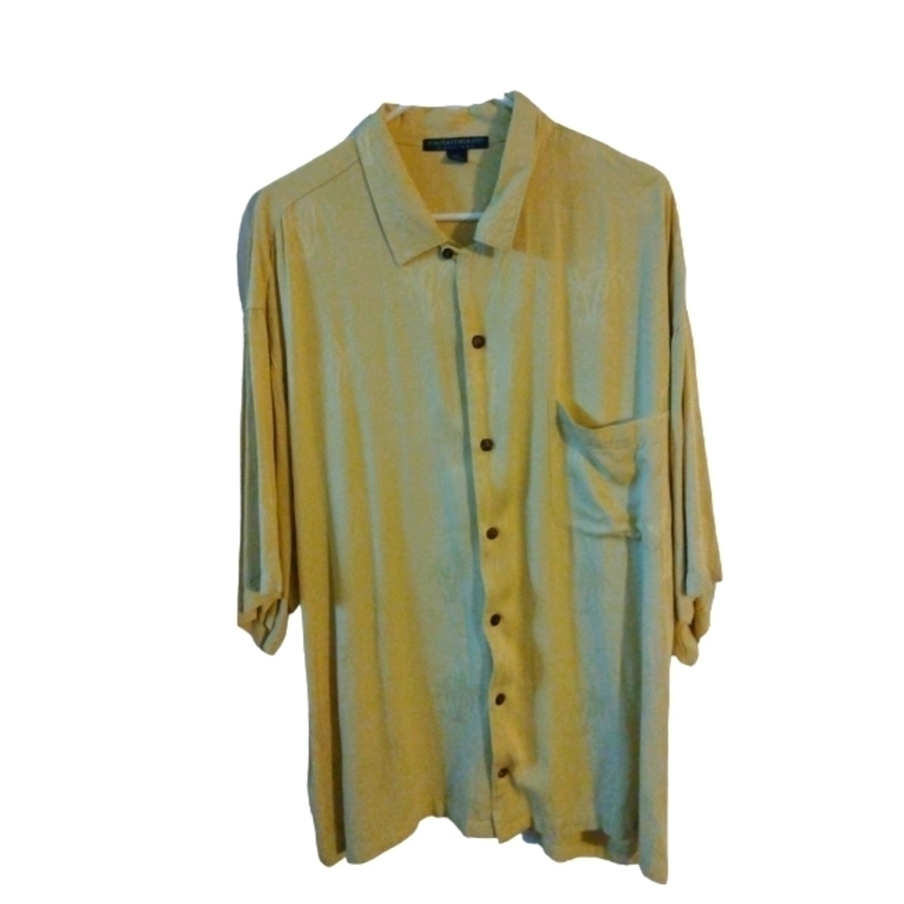 Port Authority Pale Yellow Tropical Beachy One Pocket Casual Button Down 2XL